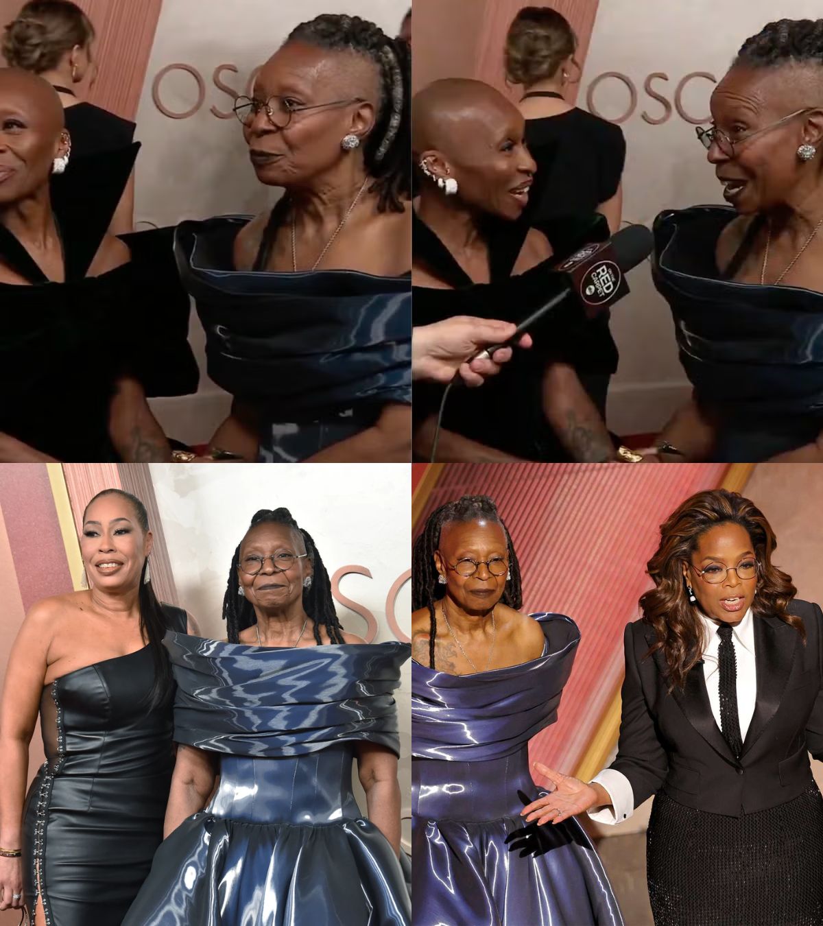 Whoopi Goldberg has arrived to the red carpet, looking like the embodiment of a futuristic Oscar trophy who time-traveled to remind everyone she’s got an EGOT. If the Academy had any sense, they’d just let her host again