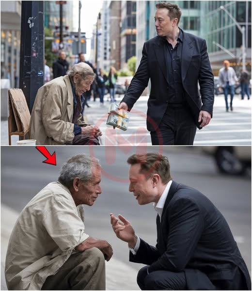 Elon Musk drops money to test a beggar on the street and the unexpected ending.